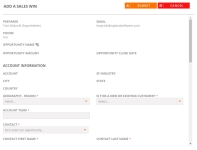 Add a Sales Win dialog
